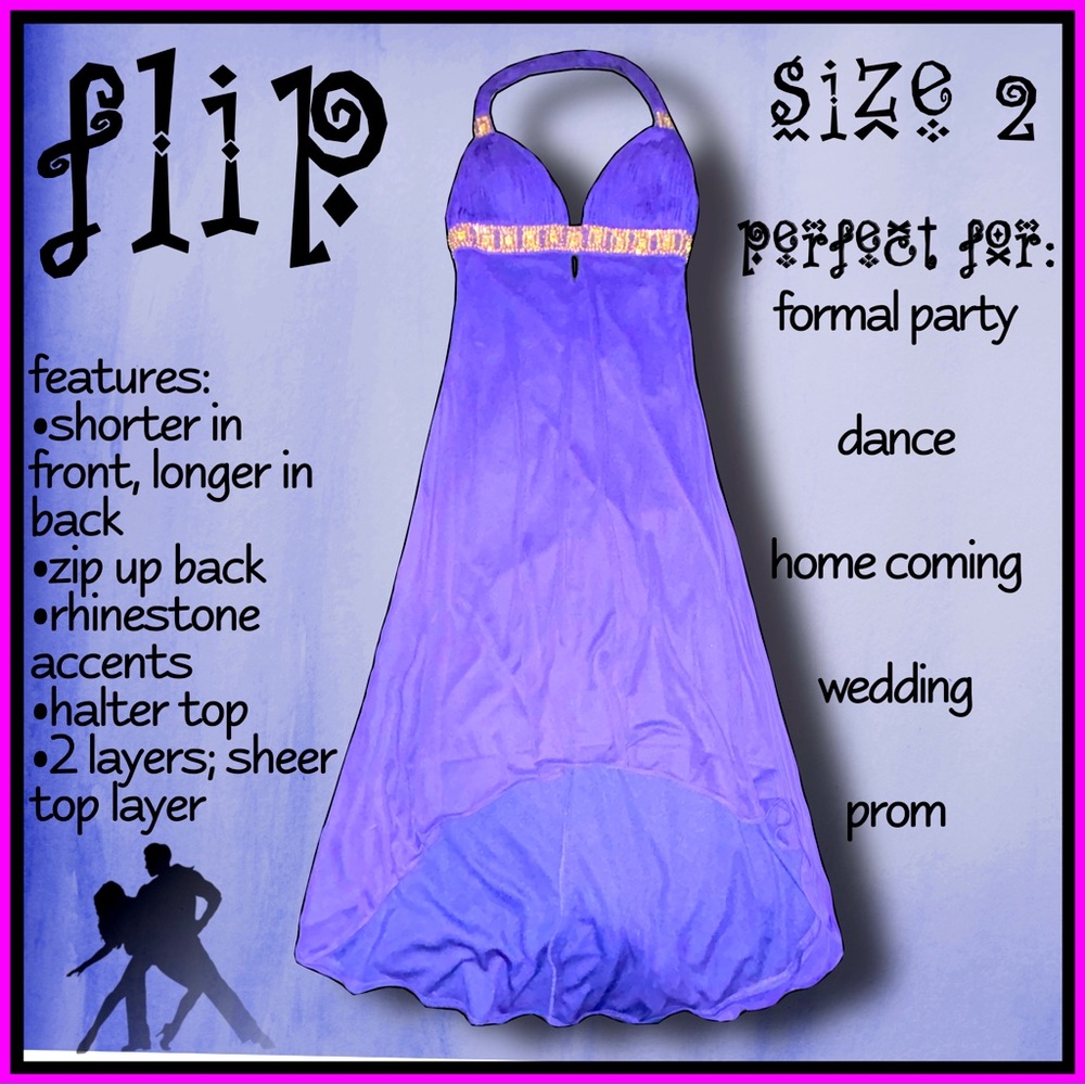 FLIP purple and rhinestone halter formal/ prom DRESS size 2